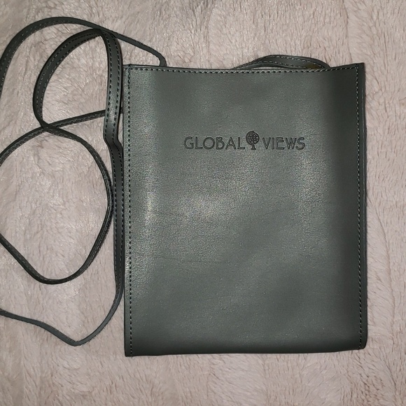 Global Views Handbags - Grey Vegan Leather Simple Crossbody Bag- Global Views